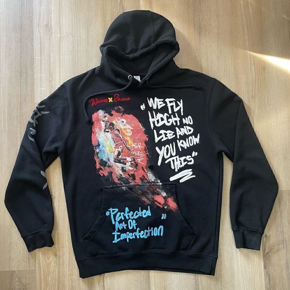 Waves X Sauce Air Sauce Air Jordan Streetwear Pullover Hooded Sweatshirt Men M